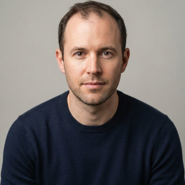 Illustrative portrait showing a thinning frontal hairline